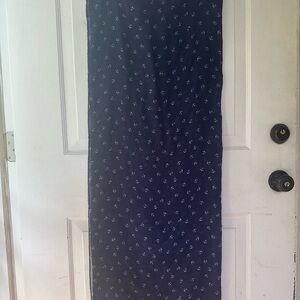 Sheer Navy Blue Wrap/Scarf with ivory anchor print & trim